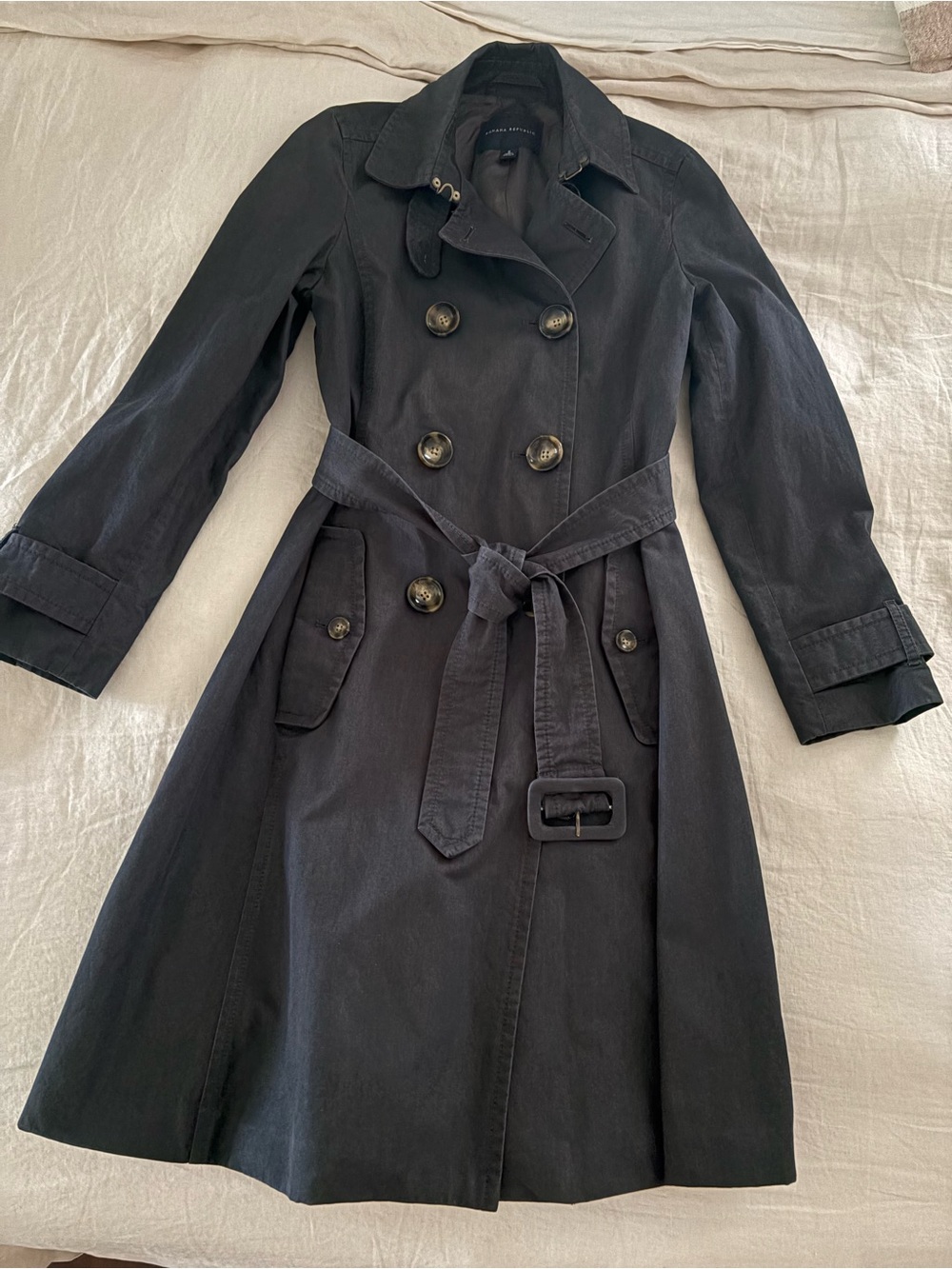Vintage Banana Republic Double-Breasted Belted A Line Trench Coat
